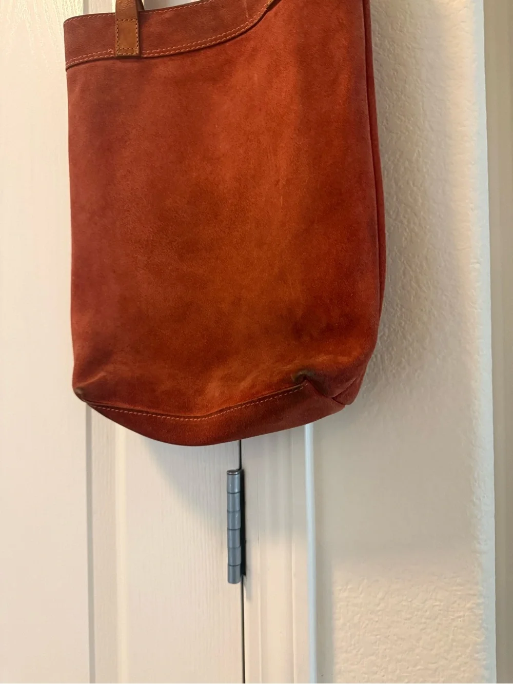 Peruvian Connection Rust Suede Tote with Tan Straps 100% leather